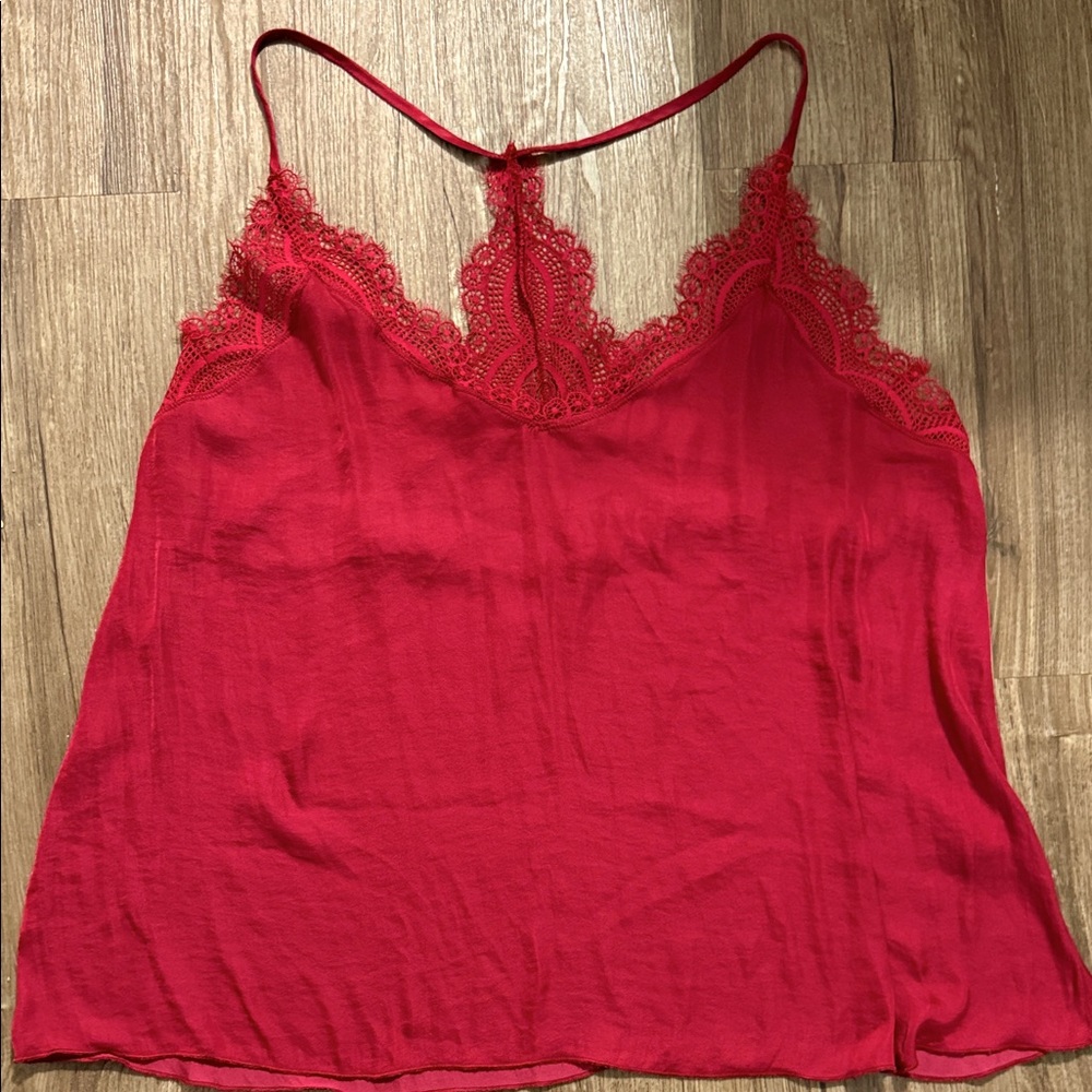 Free People Intimately Deep Red Silky Lace Camisole 🍒